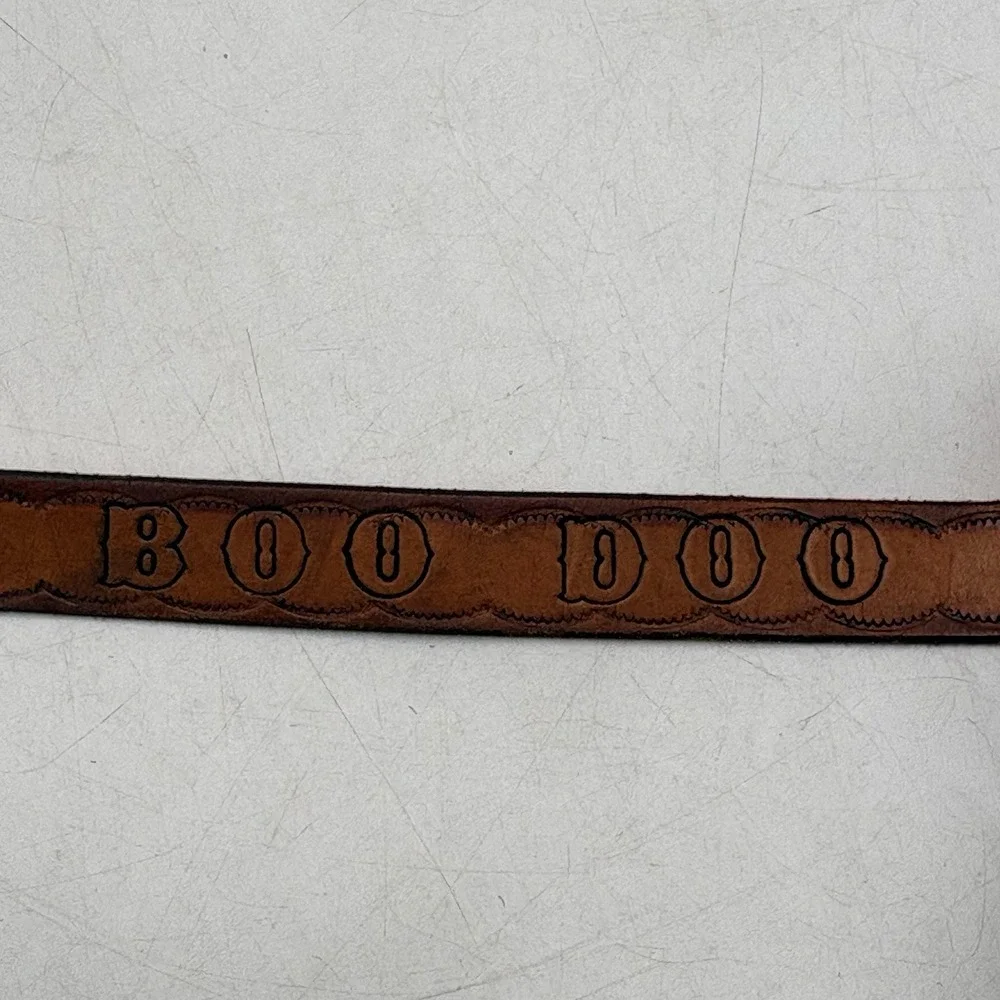 VTG 70s Boo Doo Hand Tooled Leather Belt Fish Cattails USA Size 40 Western